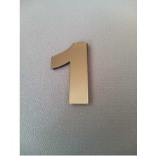 Kapı  Posta Kutusu Numarası Bir Rakamı 3 D Gold Altın Rengi Aynalı Pleksi