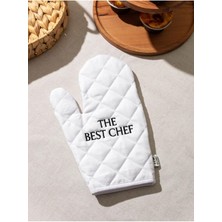 Fırın Eldiveni Beyaz Yazı Nakışlı Pamuklu