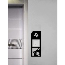 Kedi Daire Numarası Zil Çerçevesi Ahşap Mdf Lazer Kesim