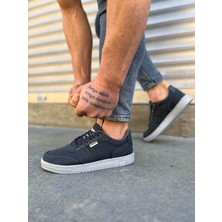 JY0118 Rex Bağcıklı Keten Kumaş Erkek Günlük Sneaker Ayakkabı Kgt - Füme