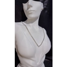Abiye Suyolu Kristal Taşlı Vmodel Kolye Küpeli Set Gümüş Rengi