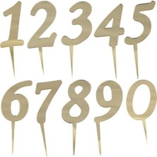 Gold Renk 2 Rakamı Pleksi Doğum Günü Pasta Üzeri Süs MSC105