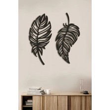 Dekoratif Ikili Yaprak Seti Lazer Kesim Ahşap Duvar Dekorasyon Ürünü