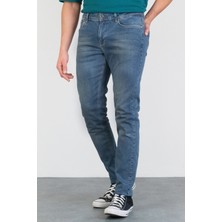 Hlt Jeans Erkek Açık Mavi Taşlamalı Slim Fit Kot Pantolon