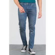 Hlt Jeans Erkek Açık Mavi Taşlamalı Slim Fit Kot Pantolon