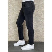 Hlt Jeans Erkek Siyah Taşlamalı Slim Fit Jean  Pantolon HLTHE1947