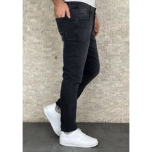 Hlt Jeans Erkek Siyah Taşlamalı Slim Fit Jean  Pantolon HLTHE1947