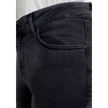 Hlt Jeans Erkek Siyah Taşlamalı Slim Fit Jean  Pantolon HLTHE1947