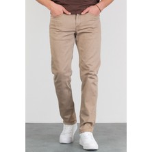 Hlt Jeans Erkek Bej Regular Fit  Esnek Likralı Denim Jeans Kot Pantolon HLTHE001933