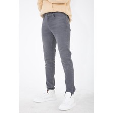 Hlt Jeans Erkek Gri Slim Fit Taşlamalı Kot Pantolon HLTHE001942