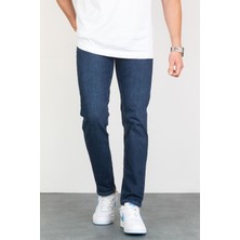 Hlt Jeans Collezıone Keven Koyu Mavi Taşlamalı Slim Fit Kot Pantolon