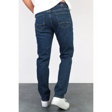 Erkek Okyanus Mavisi Regular Fit Boru Paça Esnek Likralı Denim Jeans Kot Pantolon HLTHE001976