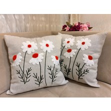 Bohem Punch Nakışlı Keten Kırlent 2'li Set - 43X43 cm