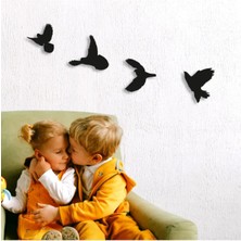 4lü Kuş Duvar Dekoru, Duvar Süsü, Ahşap Dekoratif Tablo, Lazer Kesim