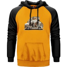 Self Driving Car Sarı Renk Reglan Kol Kapşonlu Sweatshirt