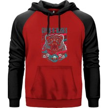 Guns N Roses Bear Kırmızı Renk Reglan Kol Kapşonlu Sweatshirt