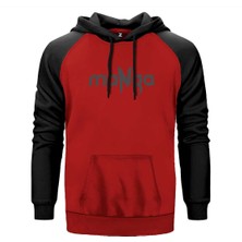 Manga Yazı Kırmızı Renk Reglan Kol Kapşonlu Sweatshirt