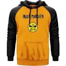 Iron Maiden Face Sarı Renk Reglan Kol Kapşonlu Sweatshirt