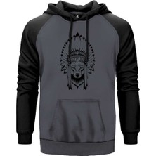 Kızıldereli Wolf Gri Renk Reglan Kol Kapşonlu Sweatshirt