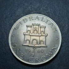 Escoines Koleksiyon 39963680162461081A 1969 1 Kron Cebelitarık Çil Eski Yabancı Madeni Para