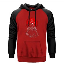 Samurai Red Warrior Kırmızı Renk Reglan Kol Kapşonlu Sweatshirt