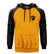 Ducati Scrambler Logo Sarı Renk Reglan Kol Kapşonlu Sweatshirt