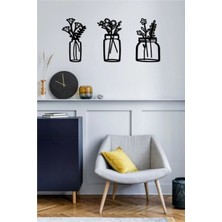 Lazer Kesim Ahşap Duvar Dekoru Saksılar