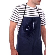 Mediterian Lacivert PVC askılı önlük, su geçirmez, mutfak ve iş kullanımı için uygun, dayanıklı