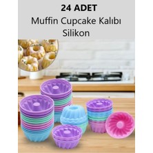 Teknotrust 24 Adet Muffin, Mini Kek Kalıbı, Yanmaz, Yapışmaz,Kolay Çıkar-Silikon, Karışık Renk