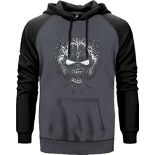 Iron Maiden Skull Gri Renk Reglan Kol Kapşonlu Sweatshirt