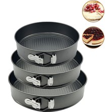 Teknotrust Karbon Çelik 3 Parça 24-26-28 cm Yuvarlak Kelepçeli Kek Kalıbı Seti Cın802Sy