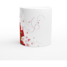 Wisdom Rain Romantik Kırmızı Gül Desenli Kupa Bardak