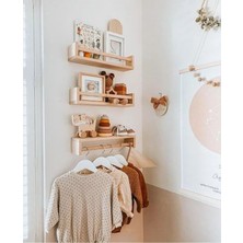 Masif Ahşap Montessori Kitaplık Çocuk Bebek Odası Rafı Ahşap Askılık Ters Düz Raf 60X9 cm (3 Adet)