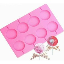 Teknotrust Kalıp Çubuklu Halka Şeker, Çikolata, Dondurma, Lolipop Silikon Kalıbı 8'Li