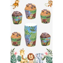 Teknotrust Safari Temalı & Cupcake Kalıbı & Kek Kapsülü & 25'Li Kek Kalıbı