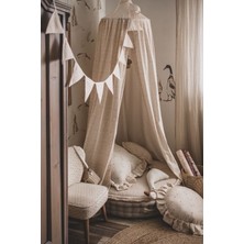 9 Parça Çocuk Bebek Odası Montessori Bayrak Flama Banner Krem Müslin