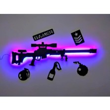 Sniper Bora 12 Isminize Özel Keskin Nişancı Silahı LED Tablo 5 Figür Hediyeli Toplam 6 Parça 70CM