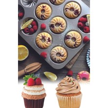 Teknotrust 12'li Yanmaz Yapışmaz Muffin Kalıbı Cupcake Mini Kek Browni Kekstra Pişirme Fırın Kalıp
