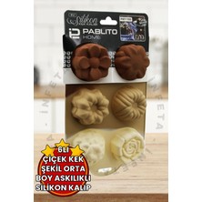 Teknotrust 6'lı Çiçek Şekilli Orta Boy Fırınlanabilir Yanmaz Silikon Kek Kalıbı