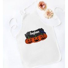 Mediterian Kişiye Özel Çok Renkli Halloween Temalı Pamuk Mutfak Önlüğü