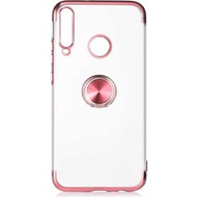 Huawei P40 Lite E Kılıf Kenarları Renkli Yüzüklü Manyetik Silikon