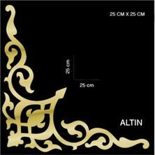 Dekoratif Yapışkanlı Mobilya Dolap Süsü Altın 25 x 25 cm Köşe Aynalı Pleksi