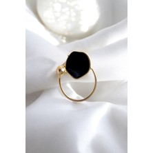 Siyah Mineli Metal Broş