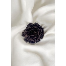 Acı Kahve Saten Kumaş Çiçek Broş