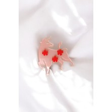 Renkli Pleksi Boğa Broş