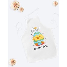 Mediterian Çocuklar için kişiye özel renkli paskalya temalı mutfak önlüğü seti