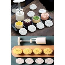 Teknotrust Basmalı Mooncake Kurabiye Kalıbı Fondan Dekoratif 6'lı Punch Seti Çiçek Desenli