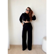 Passense Kadın Crop Bağlama Detaylı Eşofman Takımı