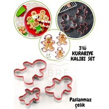 Teknotrust 3'lü Paslanmaz Çelik Kurabiye Ginger Adam Kurabiye Kalıbı Seti, Kurabiye Kek Kesme Kalıbı