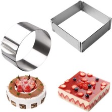 Teknotrust Ayarlanabilir Kare Yuvarlak Kek Kalıbı 2'li Takım Derinlik 8 cm